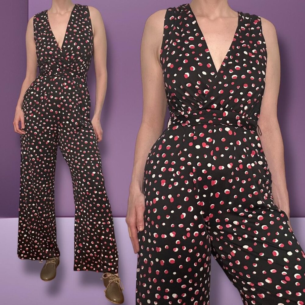 Shelby & Palmer black and pink printed jumpsuit size S